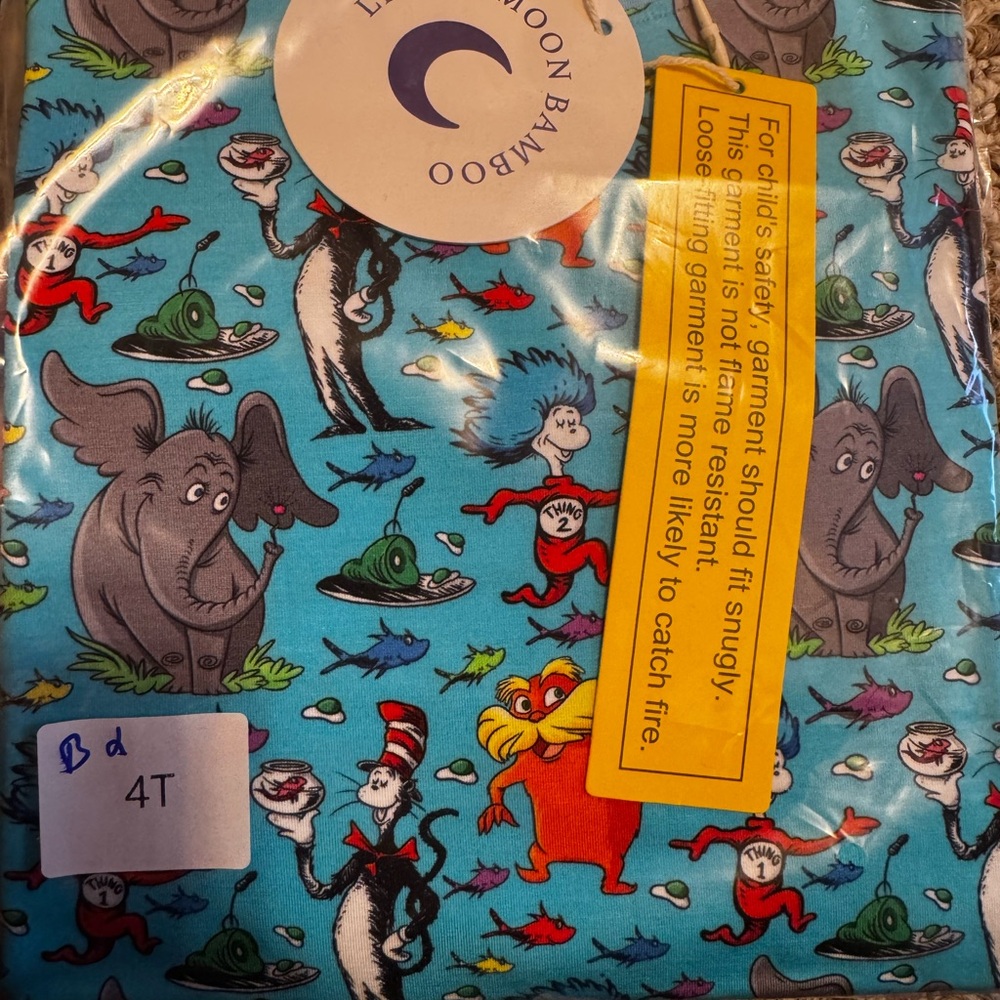 Blue Dr. Seuss Themed Kids Pajamas